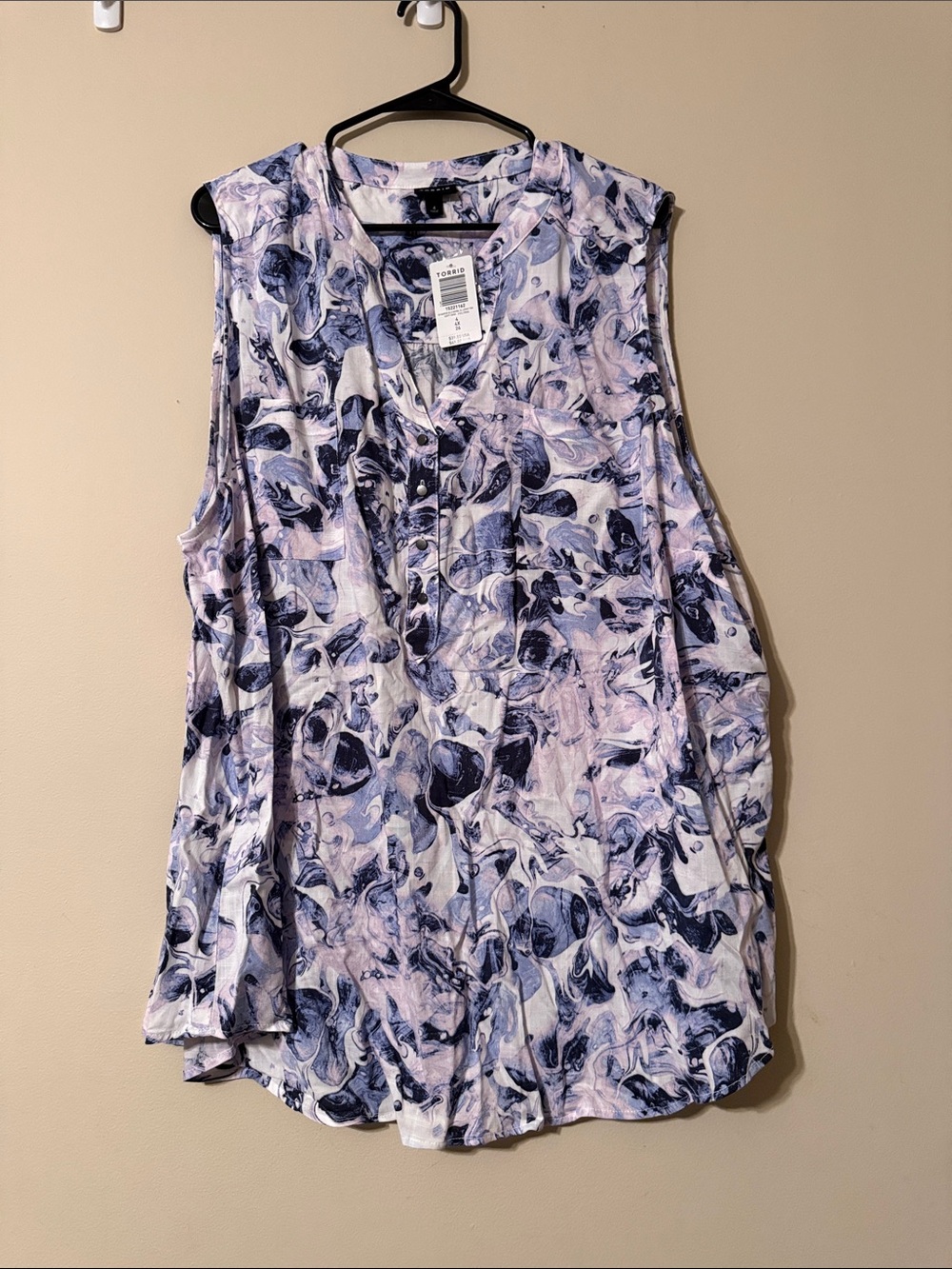 torrid Lavender and Navy Marble-Print Sleeveless Camisole